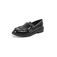 dadawen femme chaussures plates brogue oxfords et derbies chaussures/mocassins en cuir loafer noir 42