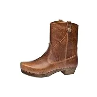 sanita kit western | produit artisanal original | bottes en cuir avec semelle en bois flexibles | pour femme | marron | 37 eu