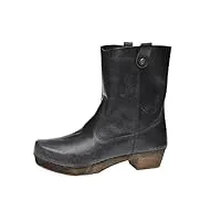 sanita kit western | produit artisanal original | bottes en cuir avec semelle en bois flexibles | pour femme | noir | 38 eu