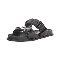 a|x armani exchange sandales plates avec logo aretha pour femme, noir et argenté., 37 eu