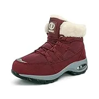 gurger bottes de neige femme hiver bottine fourrées chaud imperméable après ski bottes chaussure de neige rouge 39
