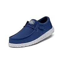 hey dude homme wally slub canvas moc toe shoes, true blue, 45 eu