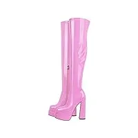 only maker bottes extensibles au-dessus du genou pour femme avec talon bloc, rose bonbon, 43 eu