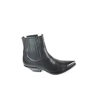 sendra boots 1692 cuervo noir hommes bottines À talon incliné nez spitch en cuir véritable, noir et argent, 42 eu