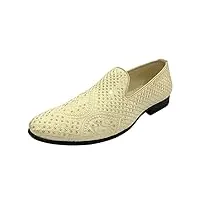 step n style punjabi jutti mocassins pour homme - chaussures de fête traditionnelles juti mojaris pour homme, crème dorée., 38 eu