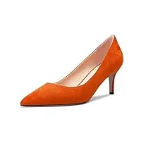 castamere femmes aiguille mi kitten talon heel 6.5 cm heels pointu bout escarpins slip-on classique cute bureau chaussures orange 36 eu
