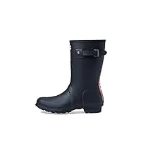hunter tri-colour logo backstrap short womens wellington boots 39 eu black