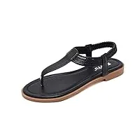 zoerea femmes eté sandales plates casual t-strap strass bohême tongs elegant confort plat chaussures de plage vacances noir 1,39 eu