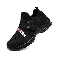 larnmern chaussures de sécurité homme basket de sécurité legere protection embout acier chaussures de travail respirante coussin d'aire (noir,46eu)