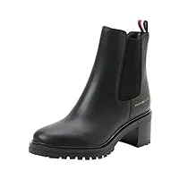 tommy hilfiger femme bottes low boot essential midheel leather bottines, noir (black), 39 eu