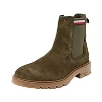 tommy hilfiger homme bottes low boot corpoarte suede chelsea daim, vert (army green), 44 eu