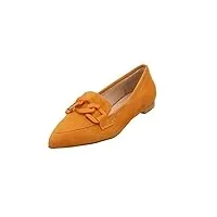 marc cain pantoufles élégantes en daim pour femme - pour les loisirs - couleur : orange rouille - avec boucle décorative