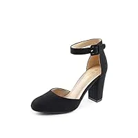 dream pairs escarpins pour femmes chaussures habillées à talons hauts épais boucle escarpins à bout rond 7cm suÈde noir angela-e taglia 39 (eur)