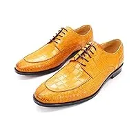 générique pour des hommes chaussures à lacets formelles en cuir business casual school oxfords chaussures derby de mariage confortable,yellow-47