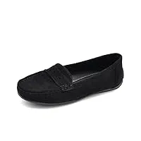 if fashion chaussures mocassins slip on loafers doux femme avec strass pierres daim suède 7137, 245 noir, 40 eu