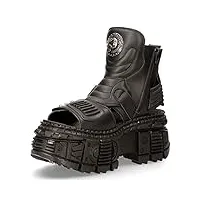 new rock boots bios106-v3 sandale plate forme unisexe en cuir vegan noir 36