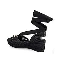 aerosoles scarlett sandales espadrilles compensées en raphia pour femme, tissu noir, 42 eu