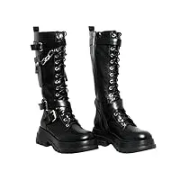 demonia - bottes gothiques black star -taille 39 - bottes punk noir avec pochette détachable