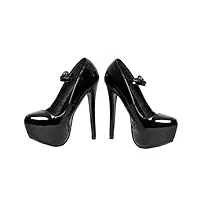 demonia - escarpin plateforme vinyle noir mélusine - taille 39 - chaussures fétiche et gothique avec plateforme de 5 cm et talon de 15.5 cm