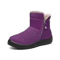 mishansha bottes de neige femme chaudes confortables chaussure hiver légers antidérapantes bottines plates imperméable boots de cheville avec fourrée chaude, violet, 40eu