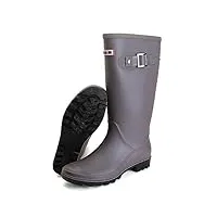 jesindr bottes de pluie femme, confortable antidérapant imperméable à l'eau caoutchouc bottes, chaussures de sécurité légère, gris, 40 eu