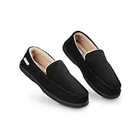 dunlop chausson homme semelles antidérapantes chaussons charentaises hommes mémoire de forme intérieur extérieur pantoufles mocassins loafers hiver (noir, 44 eu)