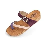 easy walk sandales femme compensées tongs femme Élégantes en cuir confortables sandales de plage fabriqué en italie (violet, 36)