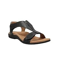 minetom sandales femmes sandales plates Été bout ouvert solide faux cuir orthopédique chaussures de plage décontractée rome dames gladiateur a noir 38 eu