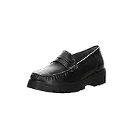 waldläufer serena mocassins pour femme en cuir verni chaussures de loisirs élégantes à enfiler uni, noir , 40 eu large