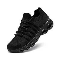 larnmern chaussures de sécurité hommes résistant aux chocs respirabilité mode amorti legere baskets de sécurité(noir absolu,44 eu)