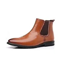 dadawen homme bottine chelsea cuir confortable classiques ankle boots- marron 45