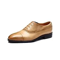 chaussures habillées formelles en cuir pour hommes mocassins brogues chaussures de ville affaires à enfiler,jaune,42