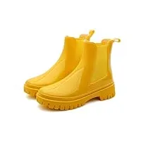 rumkok bottes de pluie femme, caoutchouc imperméables antidérapant légère chelsea bottines, jardin boots chaussures de travail pour l'extérieur