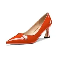 nobleonly femmes mi talon heel pointu bout slip-on perles dress escarpins paillettes décontracté chaussures 6 cm heels orange 41 eu
