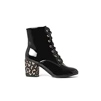 joe browns femme leopard shimmer patent heeled ankle boots bottine, black multi, 41 eu large