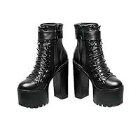 demonia - bottine à talon gothiques diti - taille 37 - bottes noir Élégante en cuir avec plateforme de 6 cm et talon de 15 cm