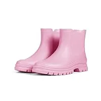 meik mangni bottes de pluie femme caoutchouc bottines antidérapant chelsea boots imperméables chaussures de travail légères wellies rain boots,rose, taille:36 eu
