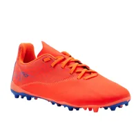 chaussures de football enfant a lacets viralto i mg/ag orange et bleu - kipsta
