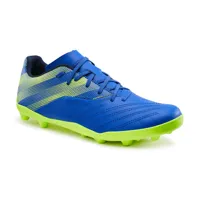 chaussure de football enfant terrain sec agility 140 fg lacets bleue jaune - kipsta