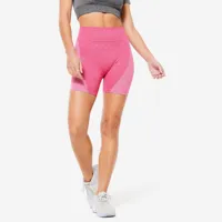 cycliste taille haute fitness seamless rose - domyos