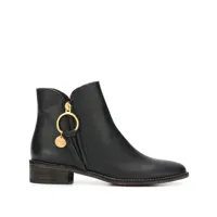 see by chloé louise flat ankle boots - noir