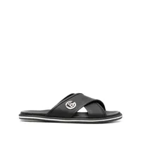 baldinini sandales à plaque logo - noir