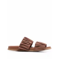 santoni sandales froncées en cuir - marron
