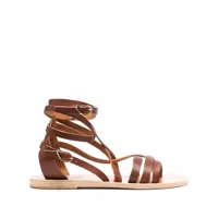 ancient greek sandals sandales spartiates satira en cuir - marron