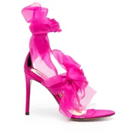alexandre vauthier sandales en cuir jacqueline à détail organza - rose