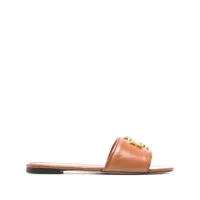 tory burch sandales à plaque logo - marron