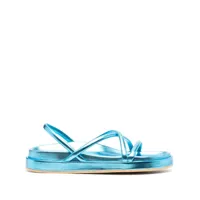 p.a.r.o.s.h. sandales en cuir à fini métallisé - bleu
