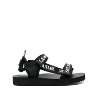 versace jeans couture sandales à logo imprimé - noir