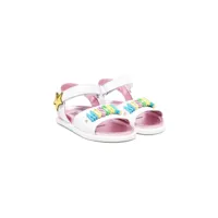 moschino kids sandales à plaque logo - blanc
