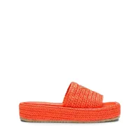 prada sandales à plateforme en raphia tressé - orange